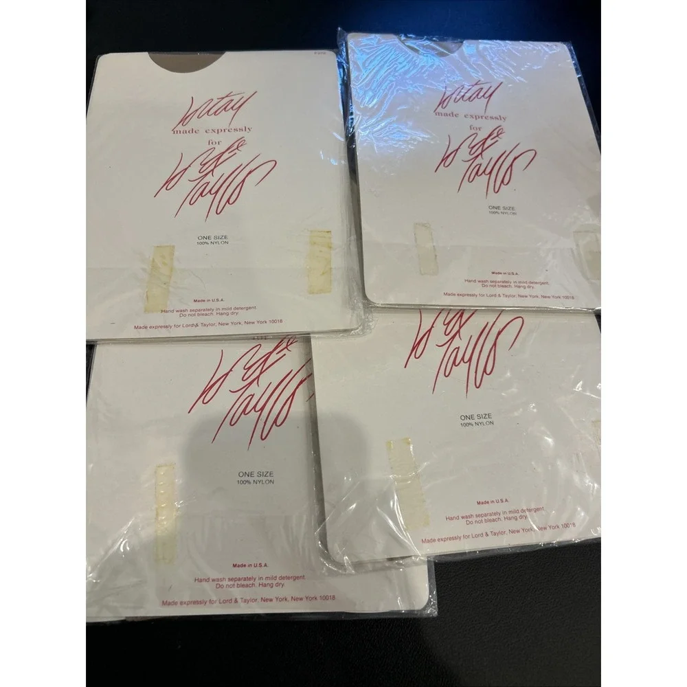 Lot of 4 Lotay Lord & Taylor Sheer Pantyhose One Size 3 Pale Nude 1 Seashell